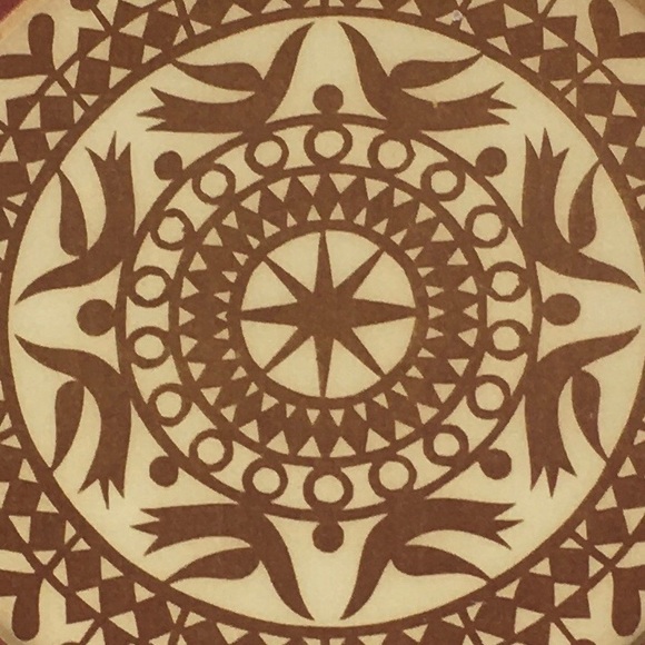 Cut Paper Design Stencil Matted Framed Picture Birds Heart Star Handcrafted VTG - Picture 3 of 11